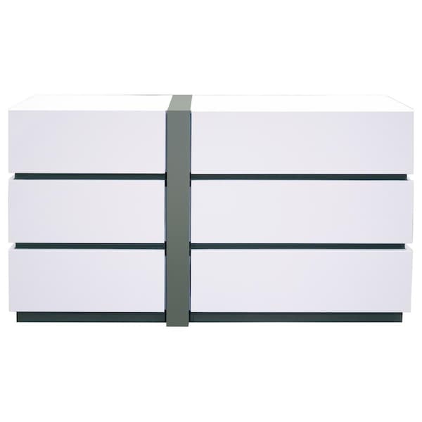 Best Master Furniture Seville Modern 6 Drawer White Dresser Seville Dresser - main